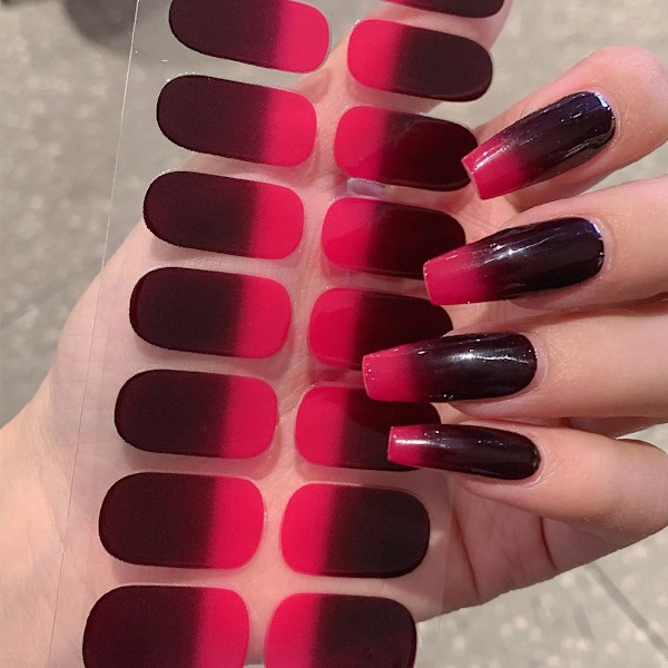 Gradienta Färgade Nagelstickers Vattentäta Mode Nagelkonstplåster S CS-088 1set