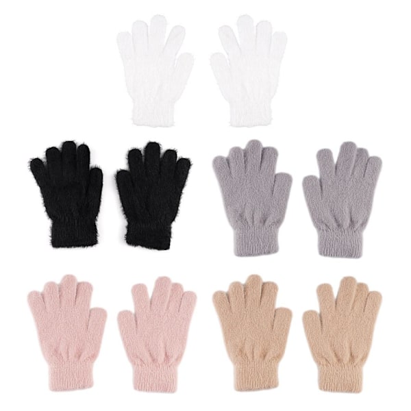 2x Mink Sammet Tjocka Handskar Fluffiga Päls Helfingerhandskar Vantar Varma Gl`AU. Gray One size