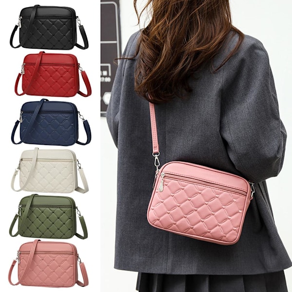 Ny Dam Crossbody Väska Praktisk Broderi Diamanter Rutnät Sho Red One size