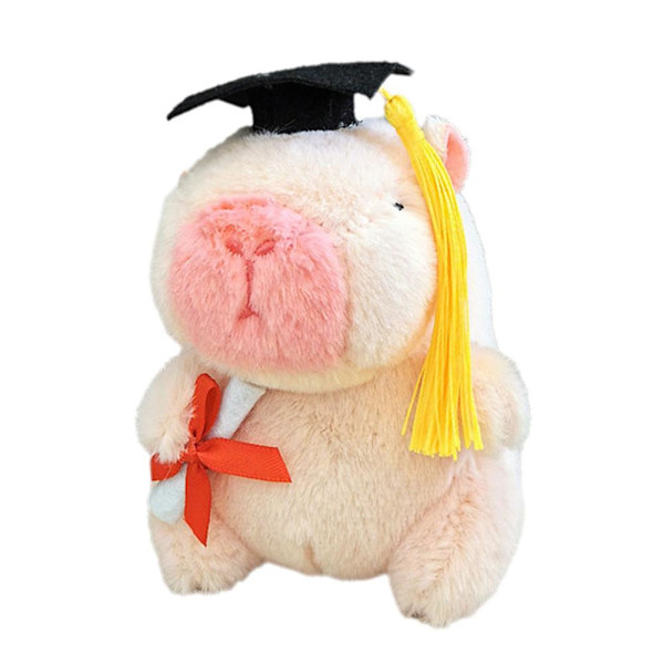 Capybara-docka med examensplupp, kudde, tecknad capybara pink yellow onesize