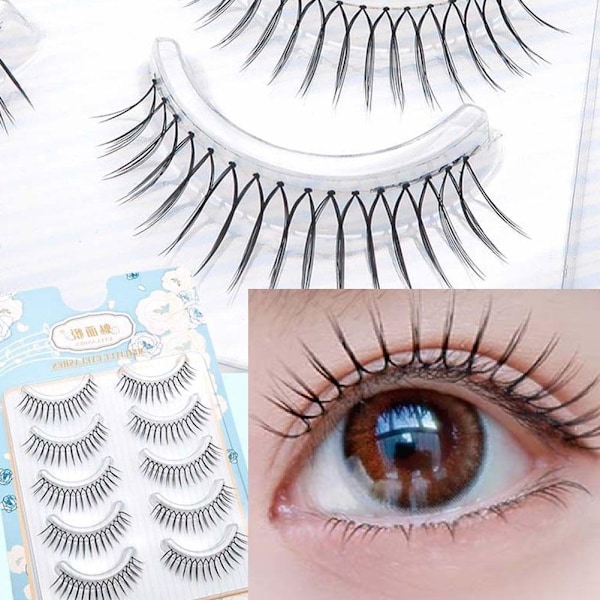 U-formade lösögonfransförlängningar Naturliga tunna återanvändbara N5F2 9-9.5mm 5 pairs