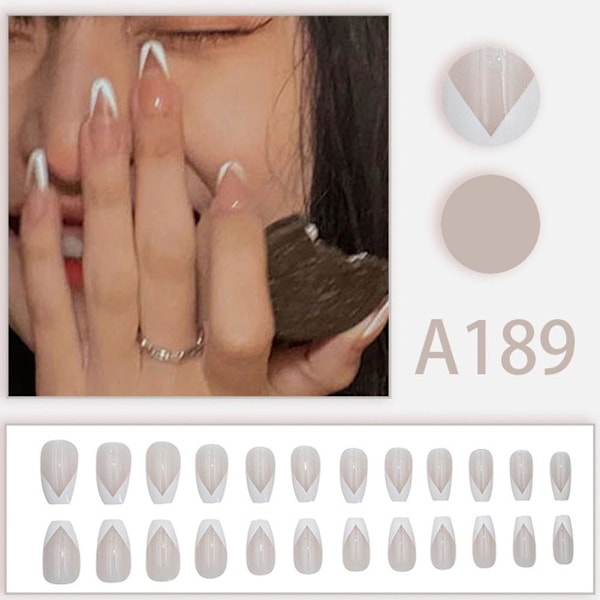 Falska naglar Set Design DIY Fransk Finger Nail Art falska naglar style 2 1set