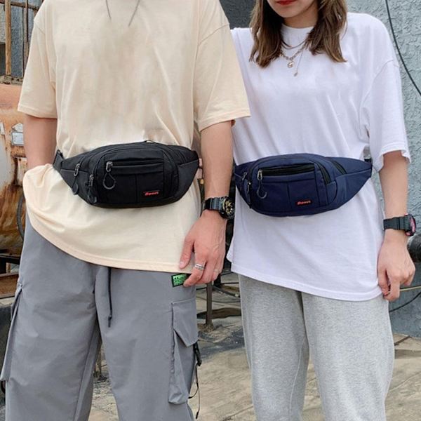 Unisex Bältesväska Mode Vattentät Bältesväska Koreansk Crossbody Bältesväska Dam Mode Sport Axelväska Ny Dam Bröstväska black One-size