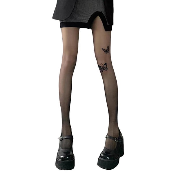 2024 Nya Svarta Sidenstrumpor Anti-hake Sidenstrumpor Botten Tights~ Fjäril G1 B3V6  white three