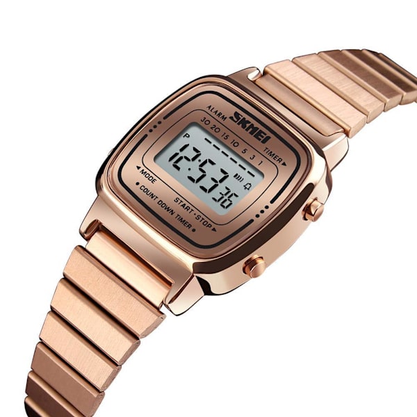 SKMEI Mode Dam Herr Business Digital Klocka Sport Stål Rostfritt Datum Casual Gåva Q3H3 Gold One size