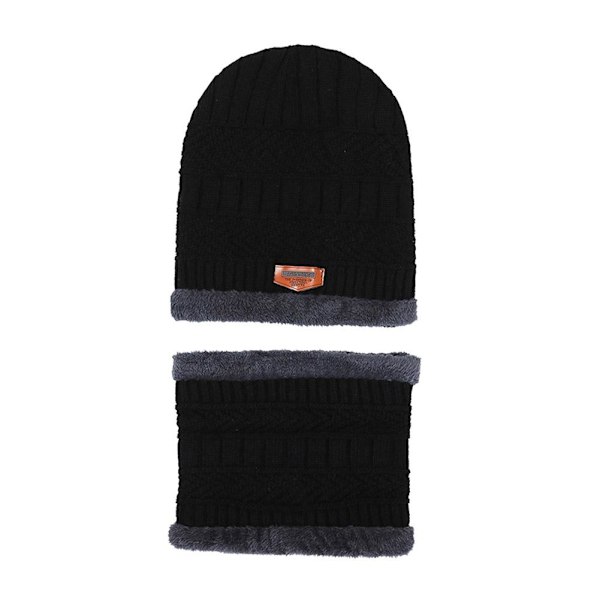 Ny Stil Herr Vinter Plus Sammet Förtjockad Mössa Halsduk Skydd Mössa Halsduk Varm Kall Mössa Öra P8r9 Black One size