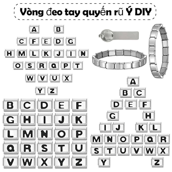 Italienska Modulära Berlockarmband, Passar Alla 9mm Italienska Armband - Q 1pcs