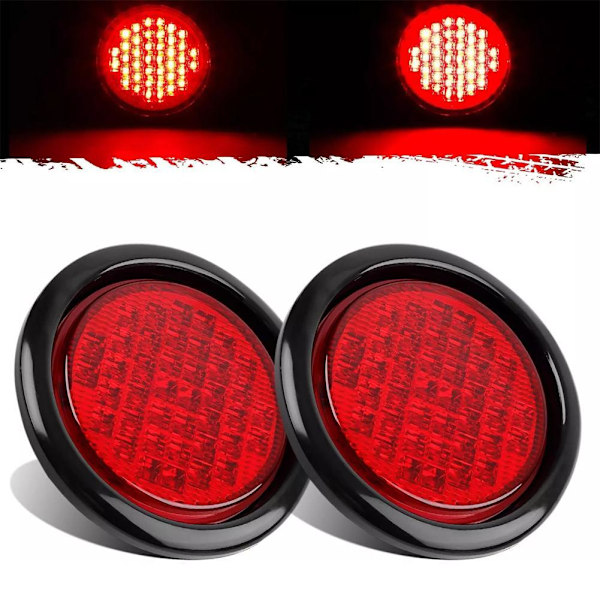 4 tum 16 LED Bakljus Bromsljus Rund Bakre Lampa Blinkers Stopp Varningsljus Backljus För U2Y7 Red One size