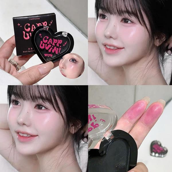 Magic Cheek Sort Blush Vandtæt Glat Blusher Jelly Creme Hjerteformet Sort Blush