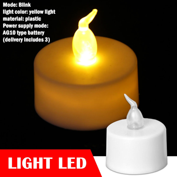 1/10x LED Värmeljus Elektronisk Flimmer Flamlös Ljus XMAS, Gul USNEW B1Z7 flashing yellowA One-size 10pcs