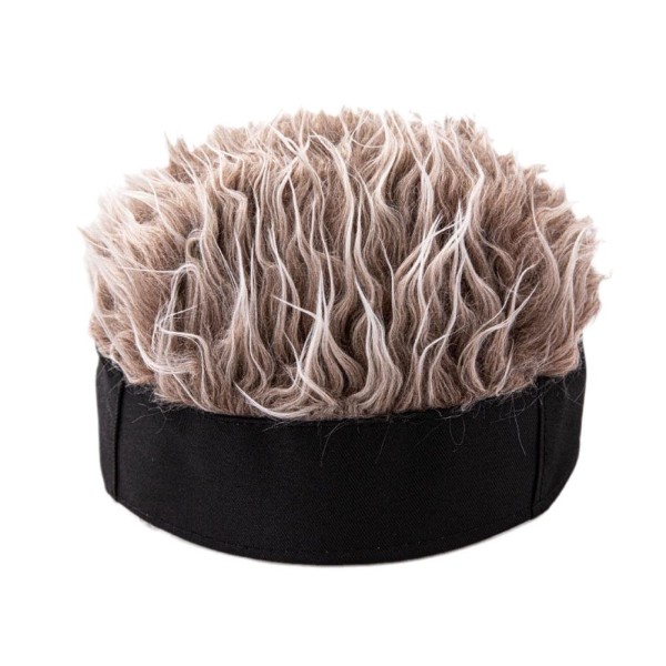Hiphop-mössa med spikade falska hår för män kvinnor Retro Sho Black hat coffee hair adjustable