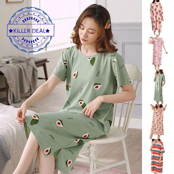 Kortärmad Dam Pyjamas Nattlinne Dam Sommar Set Hemmakläder O7m2 strawberry XL