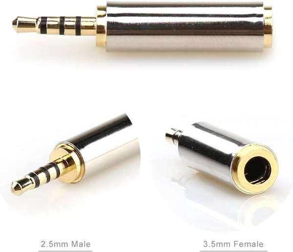 3,5 mm han til 2,5 mm hun & 2,5 mm han til 3,5 mm hun lydadapter