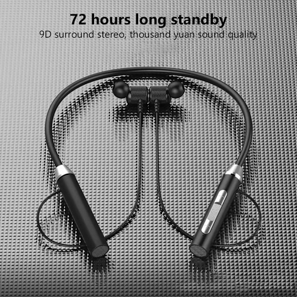 Magnetiska Bluetooth 5.2 Trådlösa Nackbands Hörlurar Handsfree Hea black One-size