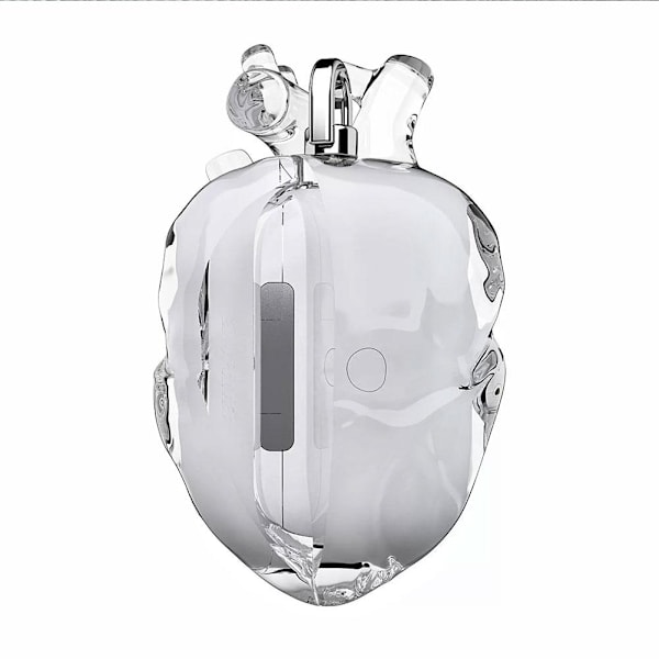Hjärtformad skyddsfodral kompatibelt med AirPods 4:e generationen, 3D flytande silikon klart skyddsfodral för Airpods hörlurar med fullständigt skydd transparent red for AirPods 4