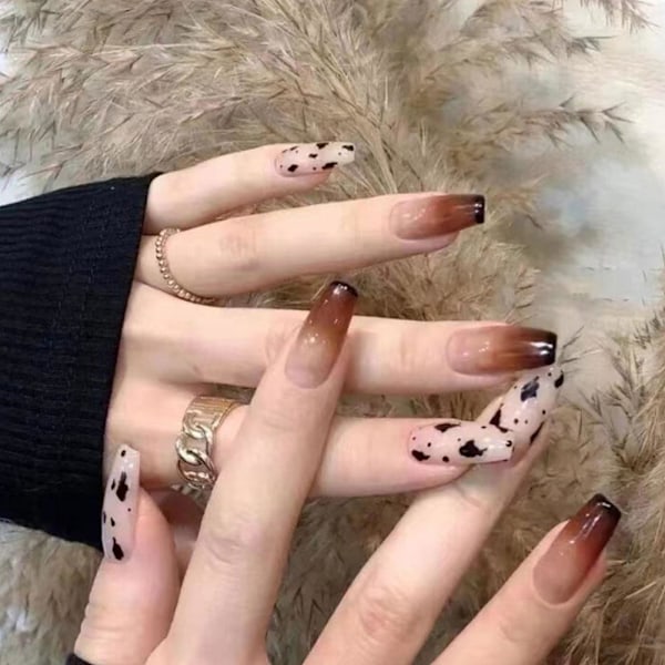 Falska naglar set med lim långa naglar franska nagelvård nagel skönhet style 5 1set