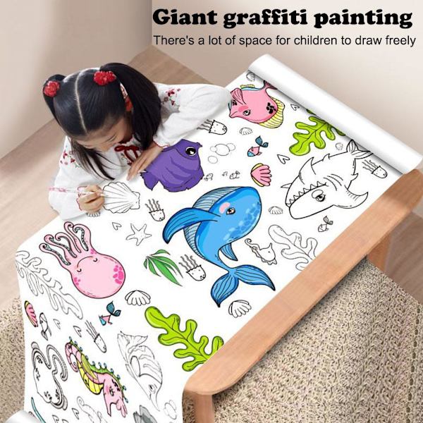 Barn DIY Graffiti Rulle Färg Fyllning Papper Målning Rulle Väggmonterbar I5 mix 300cm