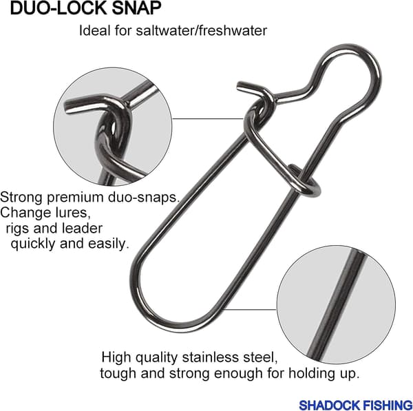 100-pak Duo Lock Snaps Størrelse 0-8 Sort Nice Snap Swivel Solid Rings Rustfrit Stål Fiskegrejssæt - Test: 26LB-220LB