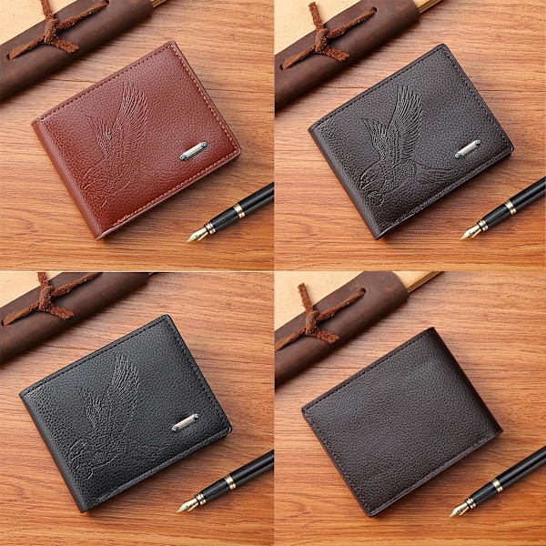 Herrplånbok Mode Retro Kort Plånbok Högkvalitativ Kort Pu-Korthållare Läder Herr Casual Q1q2 dark brown onesize