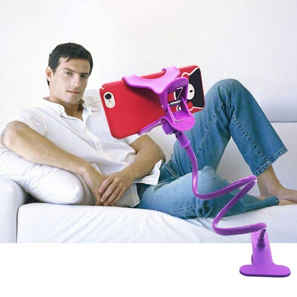 Lazy Arm Mobiltelefonfäste Flexibel Hållare Gooseneck Clamp J8T1 pink One-size
