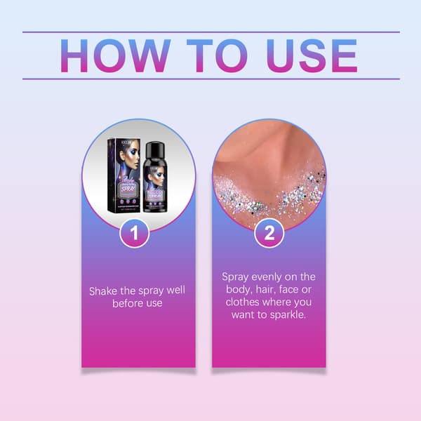 Highlighter Spray for naturlig, tredimensjonal, langvarig glitter