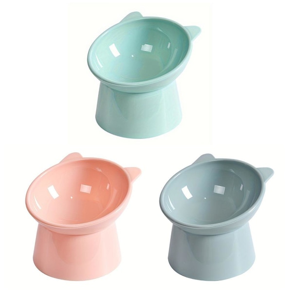 Kattmatskål Anti-kräk Upphöjda Kattmatskålar Ergonomisk Vinklad Kattskål Blue 1pcs