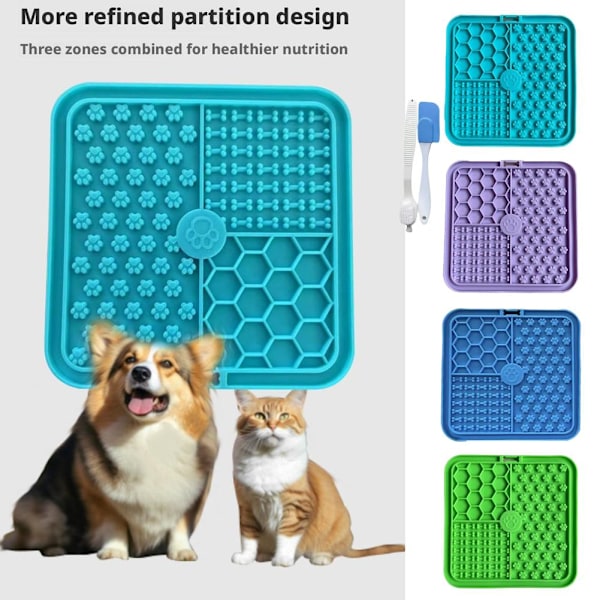 1x Husdjursplatsmat Katt Långsam Matningsmatta Hund Långsamt Mat Slickmattor Si Blue 1pcs