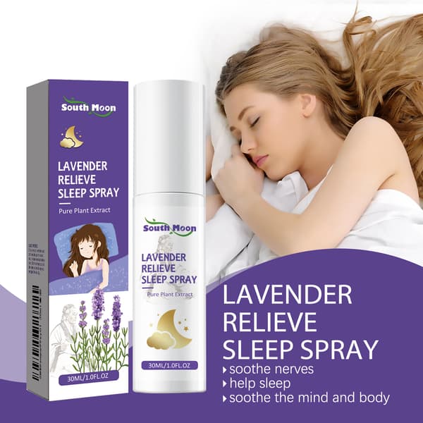 Lavendel søvnspray lindrer angst og træthed fra at være længe oppe, fremmer afslappende søvn.