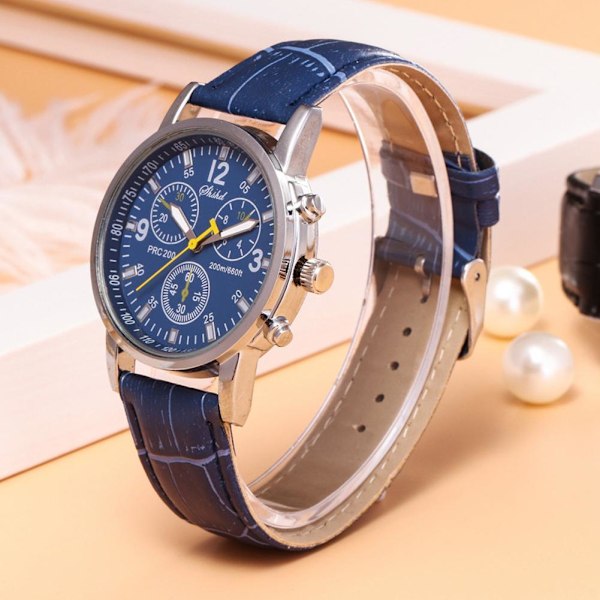 Herrar Läder Militära Casual Analog Kvarts Armbandsur Armbandsur black One-size
