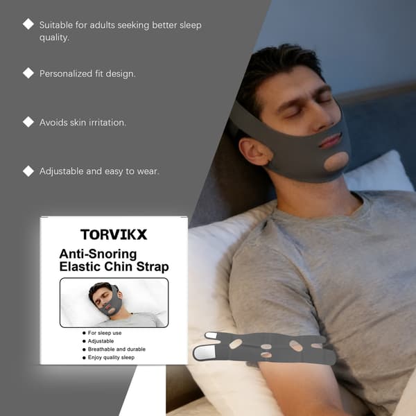 Elastisk hakestropp for søvn, holder seg enkelt på under nattpust, komfortabel og pustende, unisex.