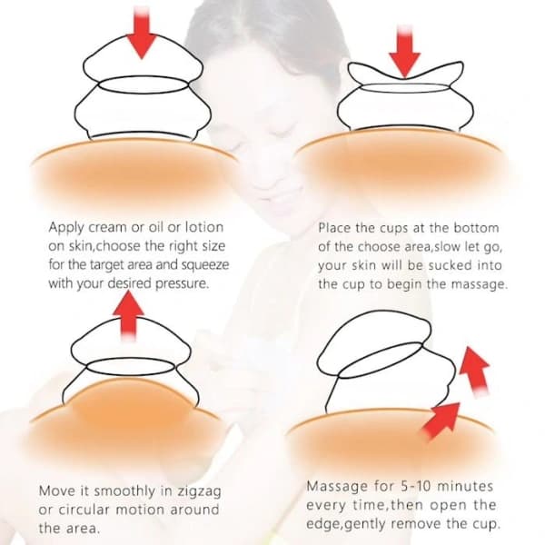 Cupping til helkropsmassage - 4-pak - XS-L Hvid