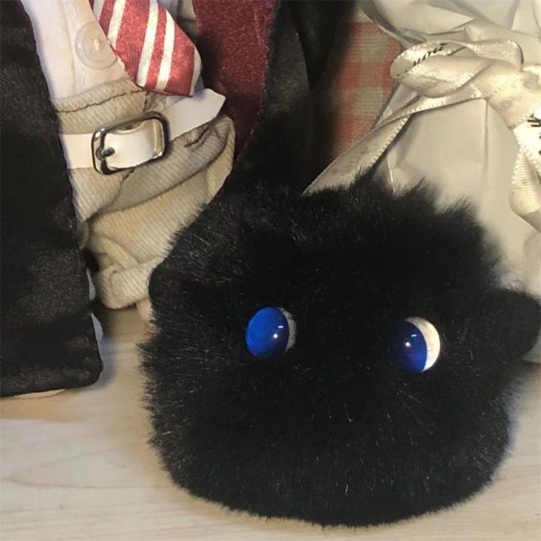 Söt katt Nyckelring Pompom Ball Bag Charm Nyckelring Hänge Present s,1 G ONE-SIZE