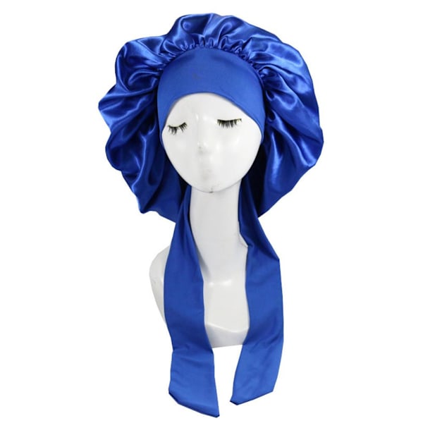 Långt Hår Vård Kvinnor Siden Satin Bonnet Sovmössa Huvud Turban Nattmössa `AU. blue one-size