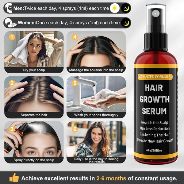 Serum Spray mod hårtab til fortykkelse og styrkelse - 60ml 60ml