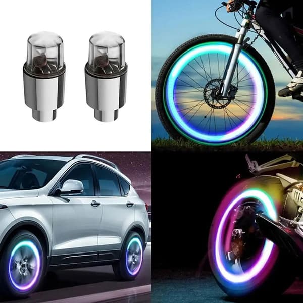 2 stk. ventilhætte LED til cykel, bil, motorcykel, hjuldæk, lyslamper