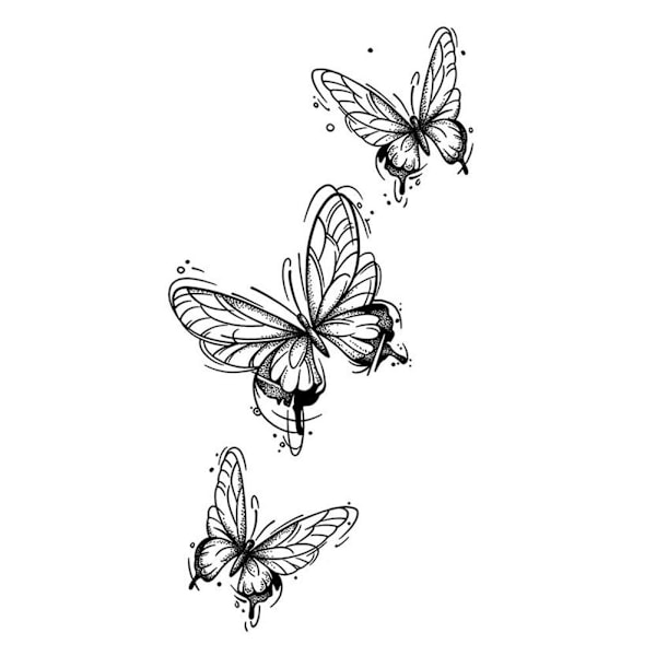 Örtjuice Fjärilstatuering Klistermärke Semi Permanent Tatuering Svett Vattentät Falsk V1p0 style 3 1pcs