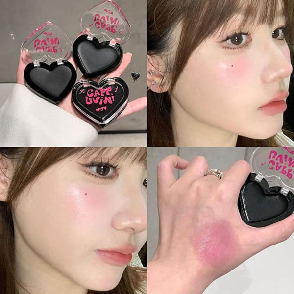 Magic Cheek Sort Blush Vandtæt Glat Blusher Jelly Creme Hjerteformet Sort Blush