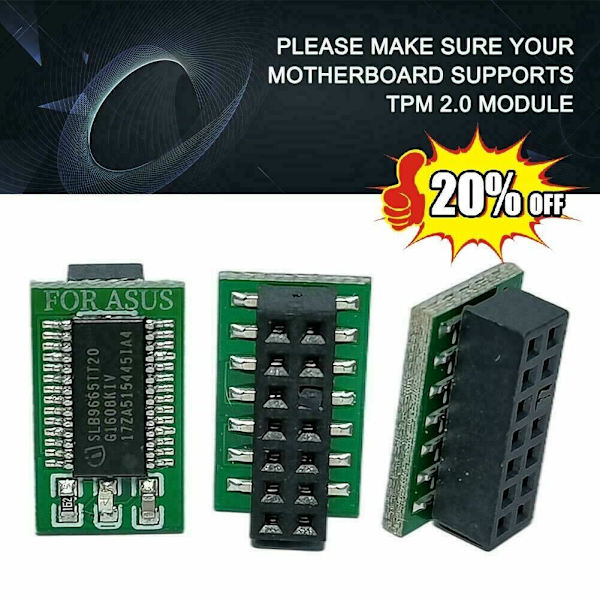 TPM 2.0 Krypteringssäkerhetsmodul Fjärrkort Windows 11 Uppgraderingsmodul Lot E4 For MSI 14Pin LPC One-size