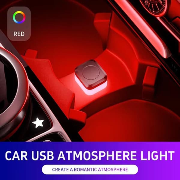 1X Mini USB Sensorlys Bil Interiør LED Lampe Kontroll Atmosfærelys↑√ F1Y4