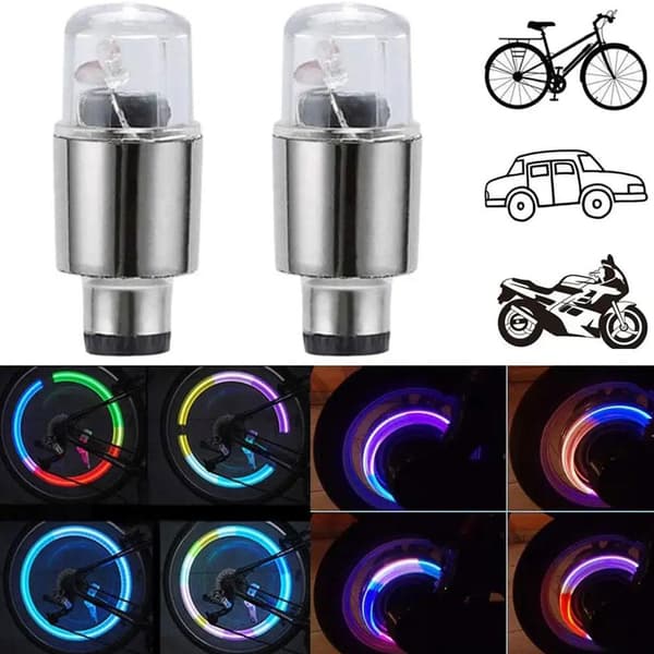 2 stk. ventilhætte LED til cykel, bil, motorcykel, hjuldæk, lyslamper