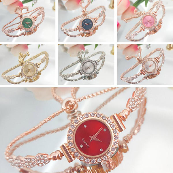 Ny Trendig Rund Damklocka med Justerbart Armband Rose Golden Red