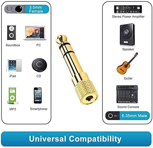 Hovedtelefonadapter 3,5 mm hun til 6,35 mm han - Audio Stereo Jack