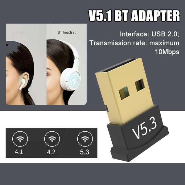 USB Bluetooth 5.3 Trådløs Audio Musik Stereo Adapter PC-modtager Dongle R2A9