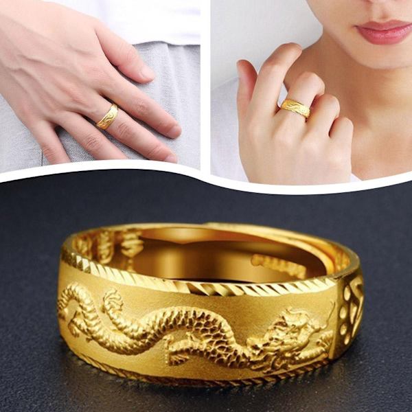 Herr Öppen Ring Dominerande Mode Ring Enkel Retro Herr Bredbrättad Accessoarer Mode W8K2 Golden One size
