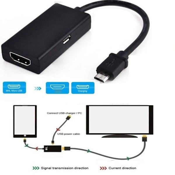 Micro USB 2.0 MHL til HDMI-kabel HD 1080P til Android til Samsung HTC Mini Android Mirco-adapter HDMI USB-konverter
