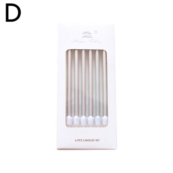 6 st Färgade Ljus Födelsedag Möhippa Bröllop Grattis Behöver Fest I1Q4 M3G3 W4T6 silver 6pcs