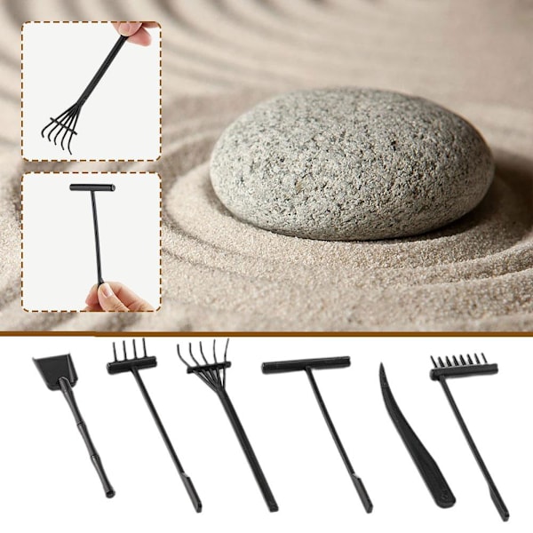 6-pack Mini Zen Garden Kit, Skrivbords Sandlåda Rake, Mini Zen Gar