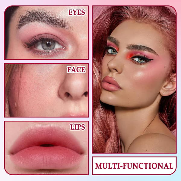 Colors Blush Stick med makeupsvampe, mat solid cremeblush, multifunktionel blush stick til kinder, læber og øjne, højpigmenteret makeupsticksæt A