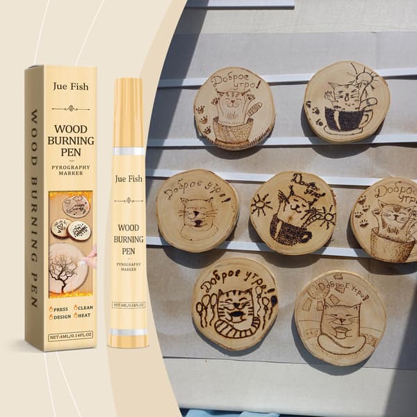 Træpyrografimarkør, træunderlag, læder DIY-design, brændende pyrografipen