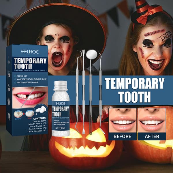 Halloween Vampyr Gebissæt - 30 ml Tilpasningsopløsning til Festmakeup